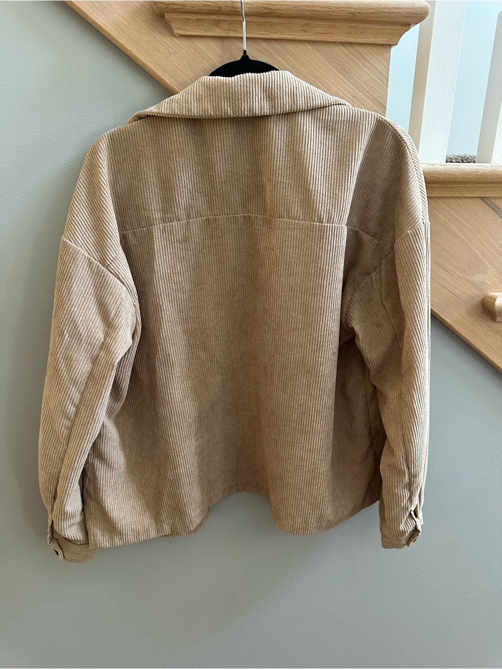 SHEIN Beige Corduroy Utility Shirt Jacket - Picture 2 of 5